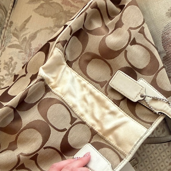 Coach Beige and Brown Signature Shoulder Bag - Picture 5 of 5